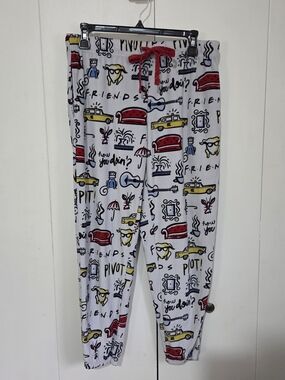 'Friends' Graphic Pajama Pants with Red Drawstring
